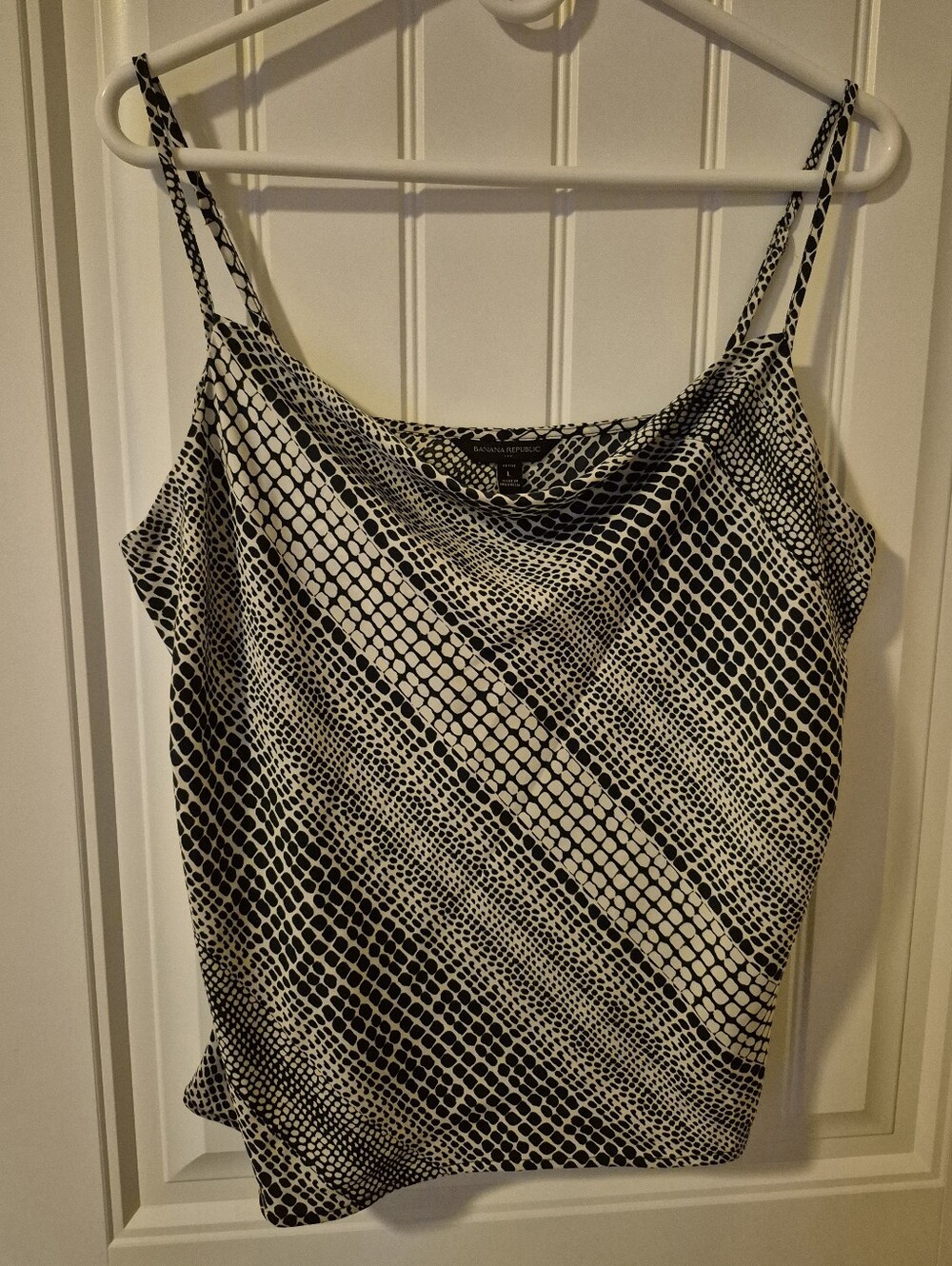 Banana Republic spaghetti strap cowl neck camisole black and white snake skin